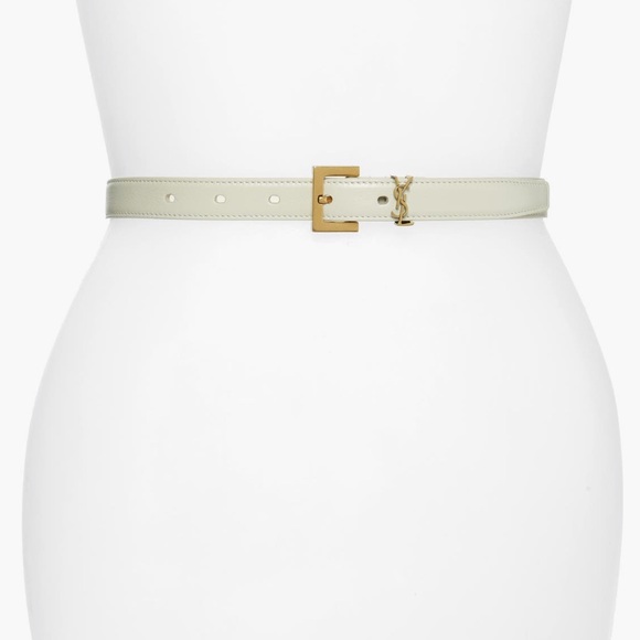 Saint Laurent YSL Cintura Leather Belt-Crema- size 80 - Picture 1 of 6